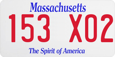 MA license plate 153XO2
