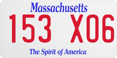 MA license plate 153XO6