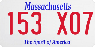 MA license plate 153XO7