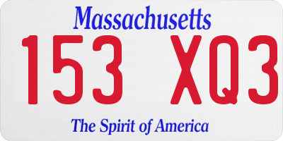 MA license plate 153XQ3