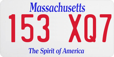 MA license plate 153XQ7