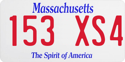 MA license plate 153XS4