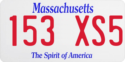 MA license plate 153XS5