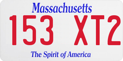 MA license plate 153XT2