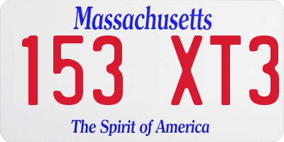 MA license plate 153XT3