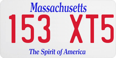 MA license plate 153XT5