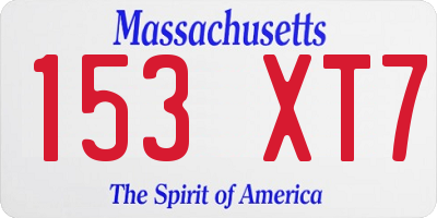 MA license plate 153XT7