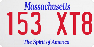 MA license plate 153XT8