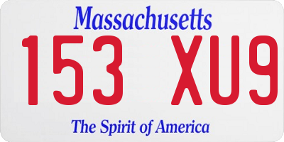 MA license plate 153XU9