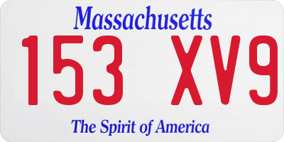 MA license plate 153XV9