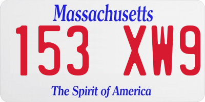 MA license plate 153XW9