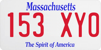MA license plate 153XY0
