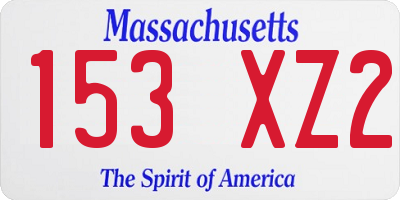 MA license plate 153XZ2