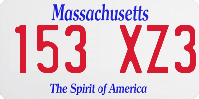 MA license plate 153XZ3