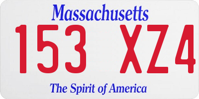MA license plate 153XZ4