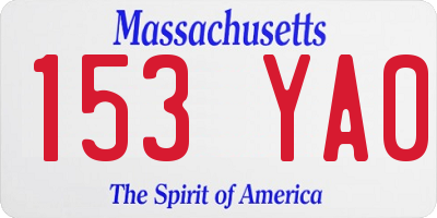MA license plate 153YA0