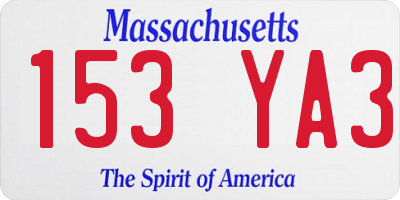 MA license plate 153YA3