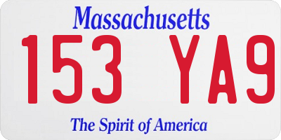 MA license plate 153YA9