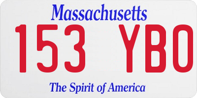 MA license plate 153YB0