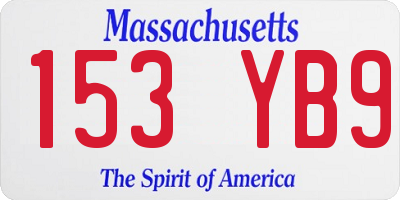 MA license plate 153YB9