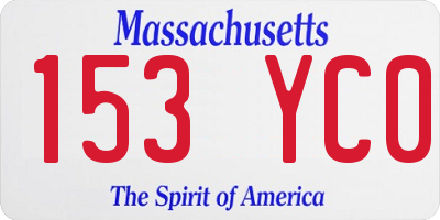 MA license plate 153YC0