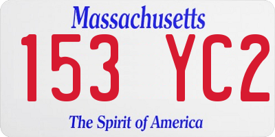 MA license plate 153YC2