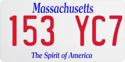 MA license plate 153YC7