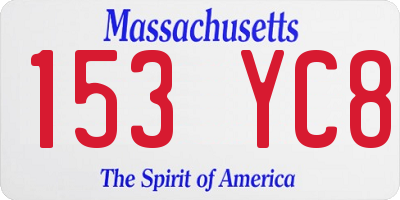 MA license plate 153YC8