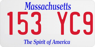 MA license plate 153YC9