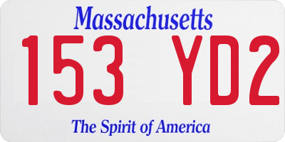 MA license plate 153YD2