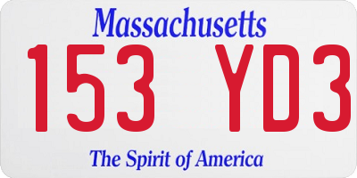 MA license plate 153YD3