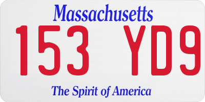 MA license plate 153YD9