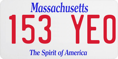 MA license plate 153YE0