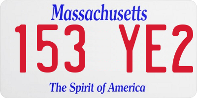 MA license plate 153YE2