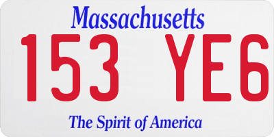 MA license plate 153YE6