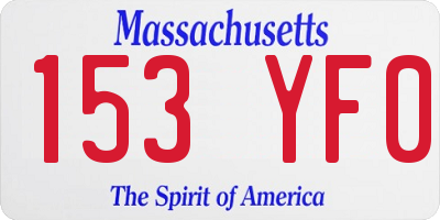 MA license plate 153YF0