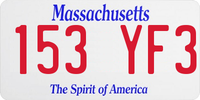 MA license plate 153YF3