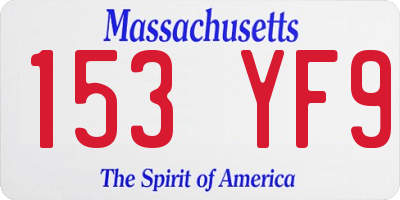 MA license plate 153YF9