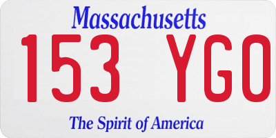 MA license plate 153YG0