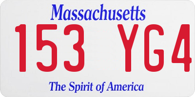 MA license plate 153YG4