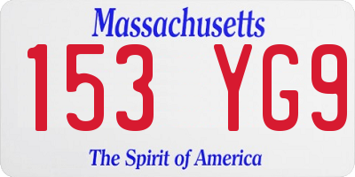 MA license plate 153YG9