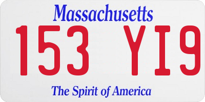 MA license plate 153YI9