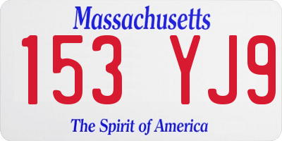 MA license plate 153YJ9