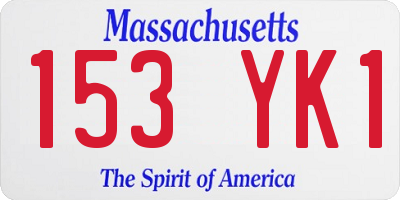 MA license plate 153YK1