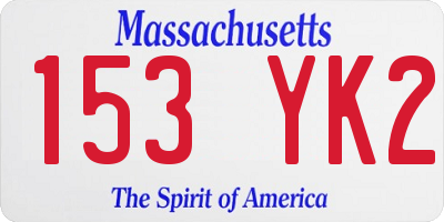 MA license plate 153YK2