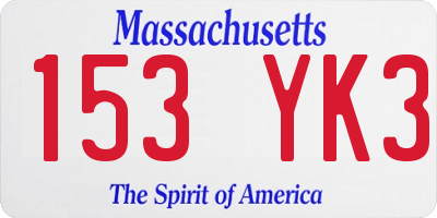 MA license plate 153YK3