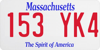 MA license plate 153YK4