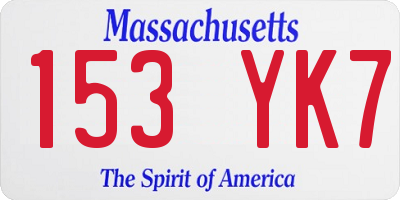 MA license plate 153YK7