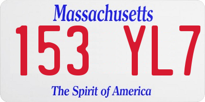 MA license plate 153YL7