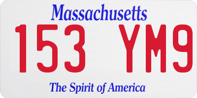 MA license plate 153YM9